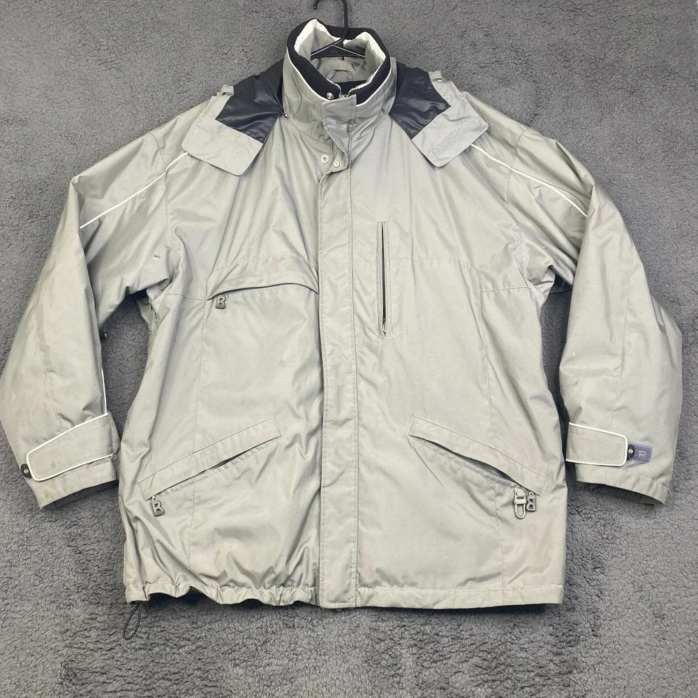 Bogner Ski Jacket Mens 42 Gray Zip Hooded Snowboard Outdoor Hooded